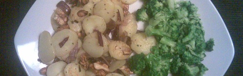 gebakken aardappelen met broccoli