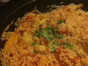 pikante rijst met paprika en tomaat